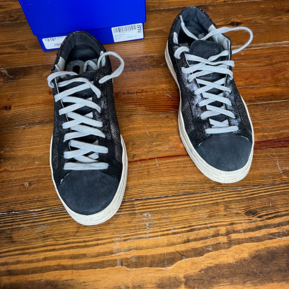 PP48 Jack Fujy Black Suede & Metallic "Hand -Distressed" Size 8